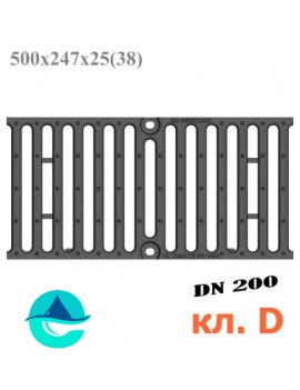 DN200 500/247/25 решетка чугунная щелевая кл. D400