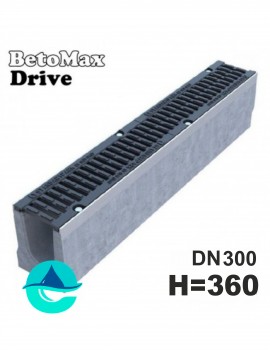 BetoMax Drive ЛВ-30.36.36-Б лоток водоотводный бетонный с решеткой чугунной щелевой ВЧ-50 кл. С, D, Е
