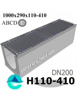 OPTIMA DN200 E600 лоток бетонный водоотводный с решеткой чугунной