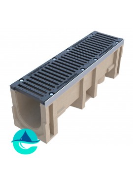 Лоток полимербетонный CompoMax Drive ЛВ-20.26.36-П водоотводный с решеткой щелевой РВ ВЧ кл.С (комплект)